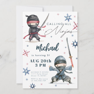 Invitación de cumpleaños Ninja | Karate de artes m