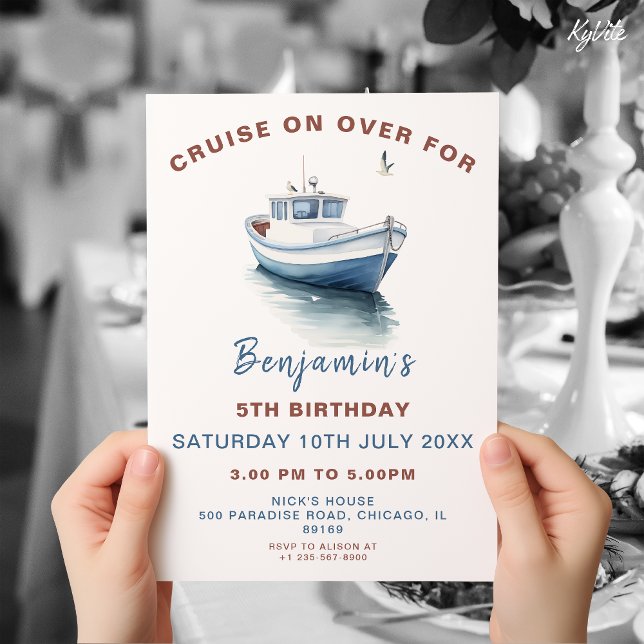 Invitación de cumpleaños - niño tema de barco edit (Subido por el creador)