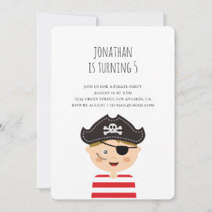 Invitación de cumpleaños. Niños piratas fiesta. Be
