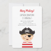 Invitación de cumpleaños. Niños piratas fiesta. Be