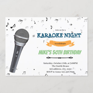 Invitación de cumpleaños noche de karaoke