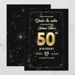 Invitación de cumpleaños Noche estrellada, 50 cump