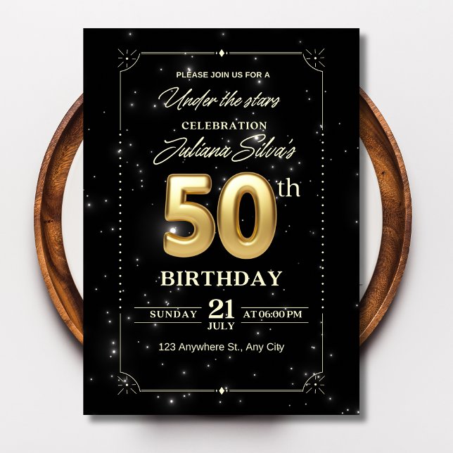 Invitación de cumpleaños Noche Estrellada, 50 cump (Subido por el creador)