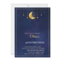 Invitación de cumpleaños Noche Estrellada, Luna do