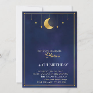 Invitación de cumpleaños Noche Estrellada, Luna do