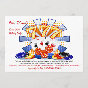 Invitación de cumpleaños nocturna del Lucky Casino