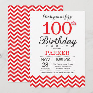 Invitación de cumpleaños número 100 con Chevron Ro
