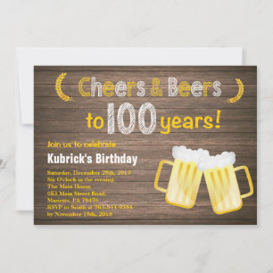 Invitación de cumpleaños número 100 de Cheers and