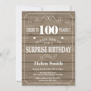 Invitación de cumpleaños número 100 de Sorpresa Rú