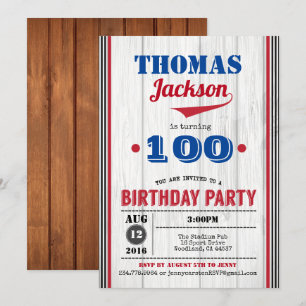 Invitación de cumpleaños número 100 del béisbol. M