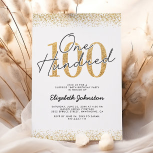 Invitación de cumpleaños número 100 elegante con b