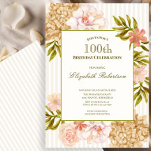 Invitación de cumpleaños número 100 Flores de Otoñ