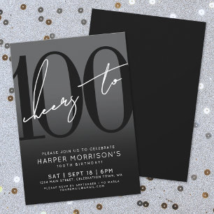 Invitación de cumpleaños número 100 moderna de col