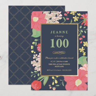 Invitación de cumpleaños número 100 - Oro, elegant