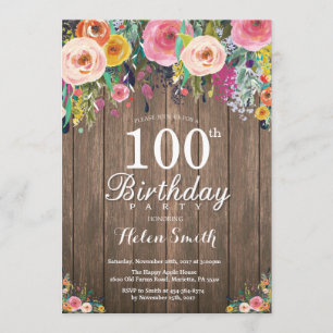 Invitación de cumpleaños número 100 para mujeres c