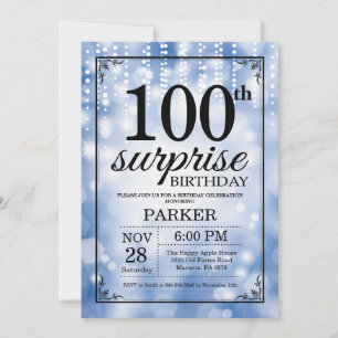 Invitación de cumpleaños número 100 sorpresa con b