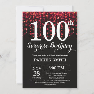 Invitación de cumpleaños número 100 sorpresa con b
