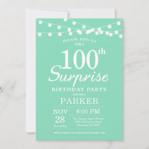 Invitación de cumpleaños número 100 sorpresa verde