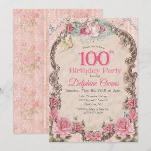 Invitación de cumpleaños número 100 Vintage Centen
