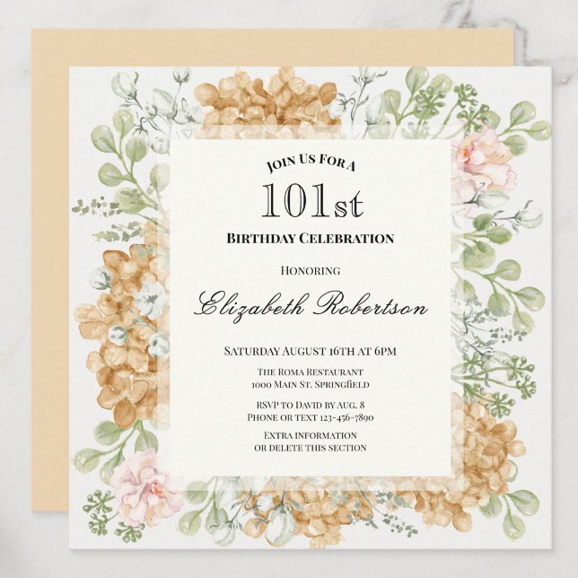 Invitación de cumpleaños número 101 en elegantes c (Subido por el creador)