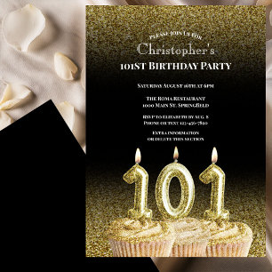 Invitación de cumpleaños número 101 para él en neg