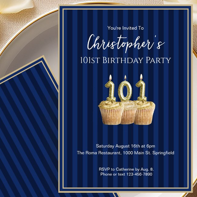 Invitación de cumpleaños número 101 única para él  (Subido por el creador)