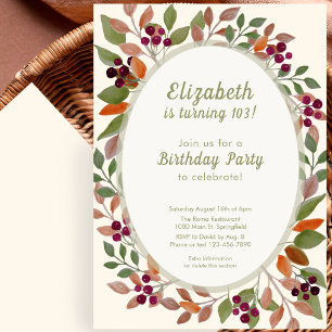 Invitación de cumpleaños número 103 de hojas de ot