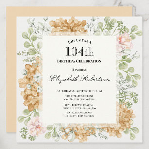 Invitación de cumpleaños número 104 en elegantes c