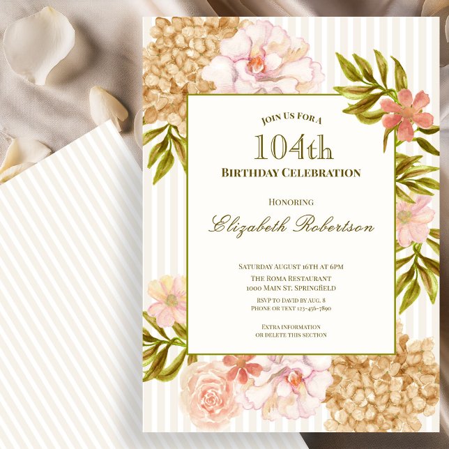 Invitación de cumpleaños número 104 Flores de Otoñ (Subido por el creador)