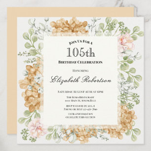 Invitación de cumpleaños número 105 en elegantes c