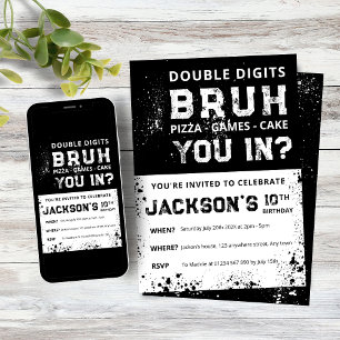 Invitación de cumpleaños número 10 'BRUH' para niñ