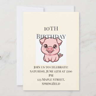 Invitación de cumpleaños número 10 de adorable cer