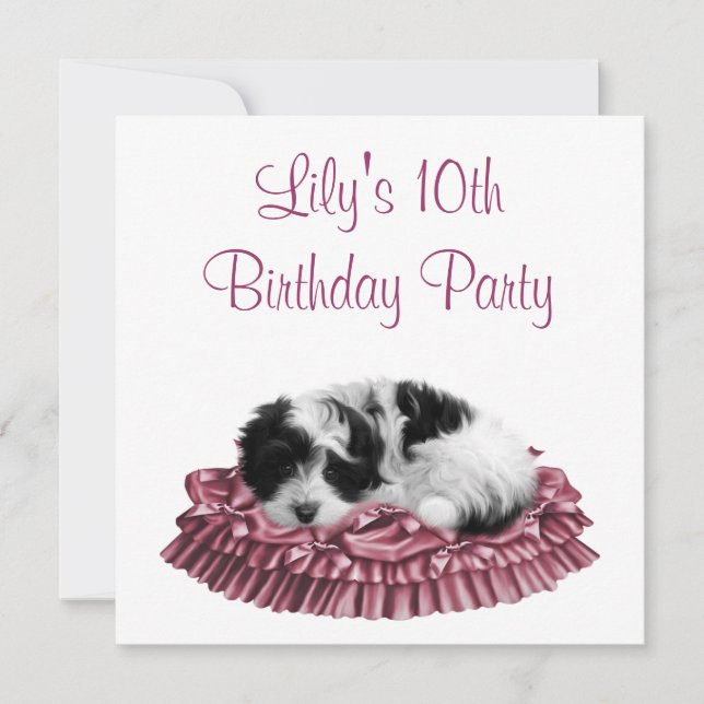 Invitación de cumpleaños número 10 de Puppy Girl (Anverso)