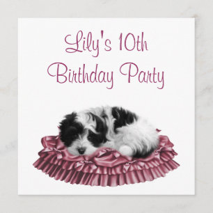 Invitación de cumpleaños número 10 de Puppy Girl