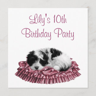 Invitación de cumpleaños número 10 de Puppy Girl