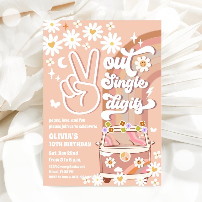 Invitación de cumpleaños número 10 de Retro Daisy (Subido por el creador)