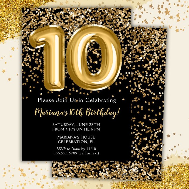 Invitación de cumpleaños número 10 para niña Black (Subido por el creador)