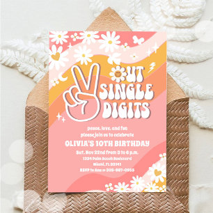 Invitación de cumpleaños número 10 Retro Groovy