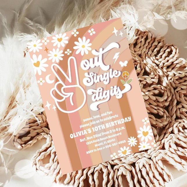 Invitación de cumpleaños número 10 Retro Groovy (Subido por el creador)