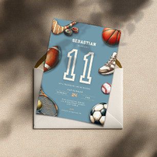 Invitación de cumpleaños número 11 de All Star Spo