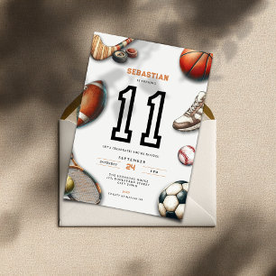 Invitación de cumpleaños número 11 de All Star Spo