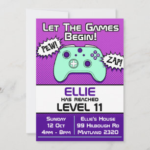 Invitación de cumpleaños número 11 de Gamer Girl M