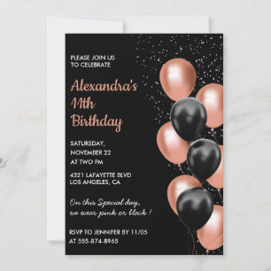Invitación de cumpleaños número 11 en rosa oro Glo