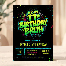 Invitación de cumpleaños número 11 estilo graffiti