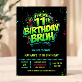 Invitación de cumpleaños número 11 estilo graffiti