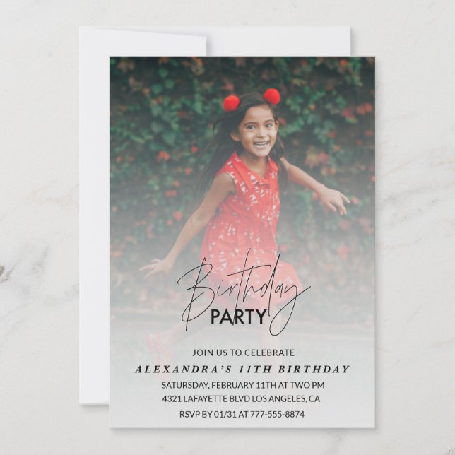 invitación de cumpleaños número 11 Fiesta de cumpl (Anverso)