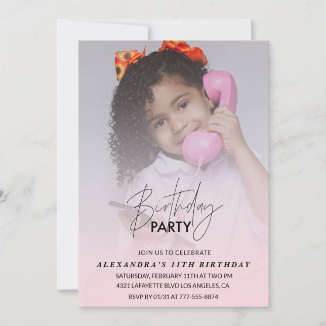 invitación de cumpleaños número 11 Fiesta de cumpl (Anverso)