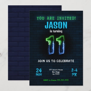 Invitación de cumpleaños número 11 para niño