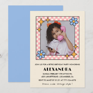 invitación de cumpleaños número 11 Retro Groovy Fl