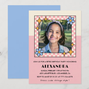 invitación de cumpleaños número 11 Retro Groovy Fl
